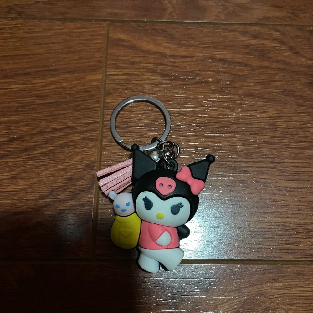 Charming Character Keychain with Pink and Black